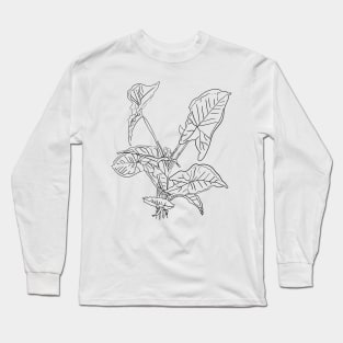 Arrowhead inddor house plant lineart Long Sleeve T-Shirt